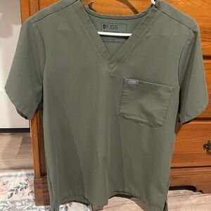 Figs Olive V-Neck Scrub Top